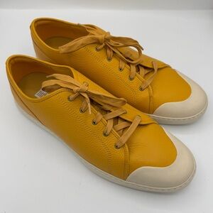 FitFlop Men's Christophe‎ Toe Cap Urban Yellow Gold Leather Sneakers size 13